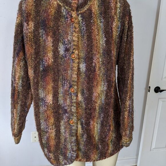𝅺vintage mohair wool blend metallic button up jacket - Picture 2 of 12